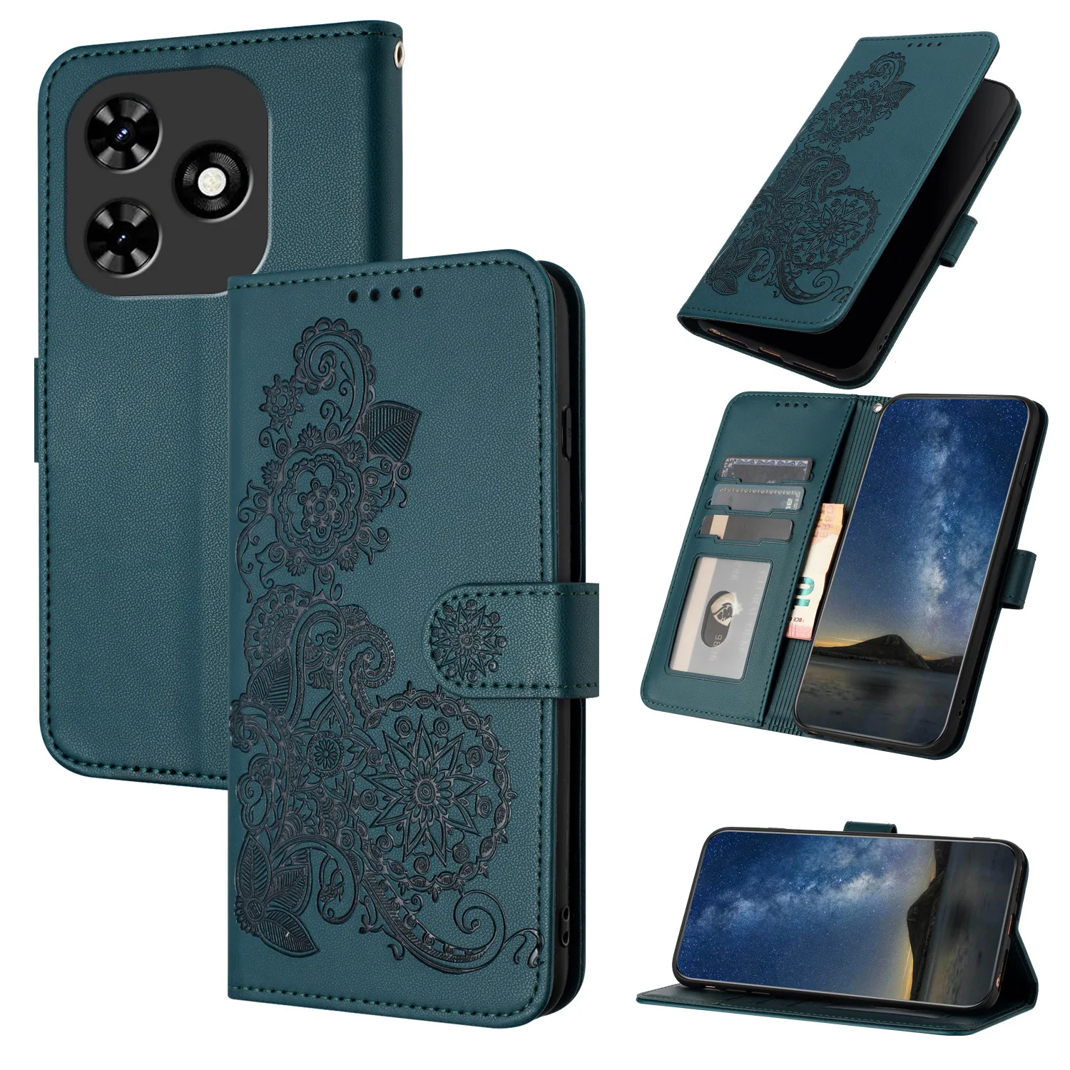 Фото Кожаный флип-чехол Sunflower для Nubia V80 Design Max V70 Vita V60, умный чехол-кошелек с ремешком на запястье, 3 слота для карт, Coque №2