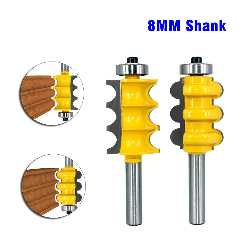 

2PC 8mm Shank Wood milling cutter Triple Bead & Triple Flute Large Molding Router Bits Carpentry tools cricut Woodworking tools