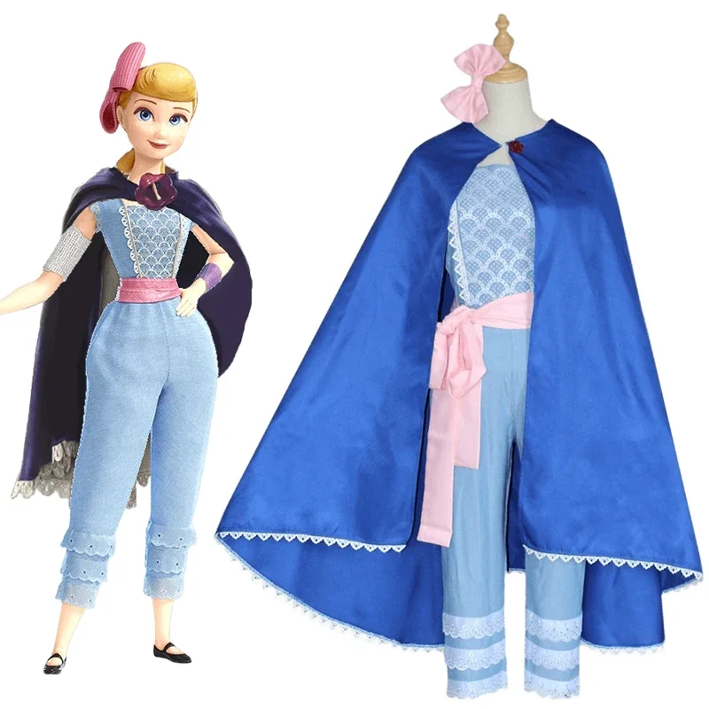 

Disfraces de Cosplay de Toy Story 4 Bo Peep para mujer, ropa de Little Bo Peep, traje de capa para fiesta de Halloween, Disfrac