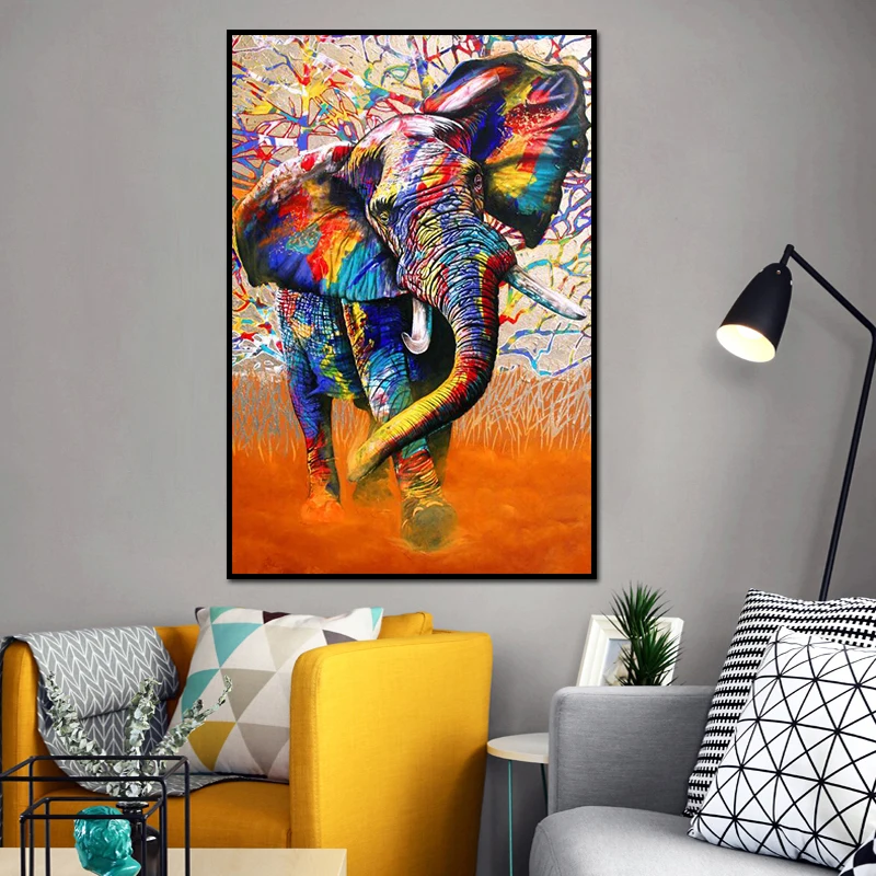 

Уличное искусство Граффити фото картина и плакат принты картина цветной слон Настенный декор холст гостиная украшение для дома