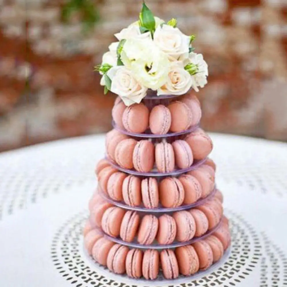 

Easy to Clean Macaron Display Rack Elegant 6-tier Macaron Tower Stand Reusable Display for 92-95 Macarons for Weddings Parties