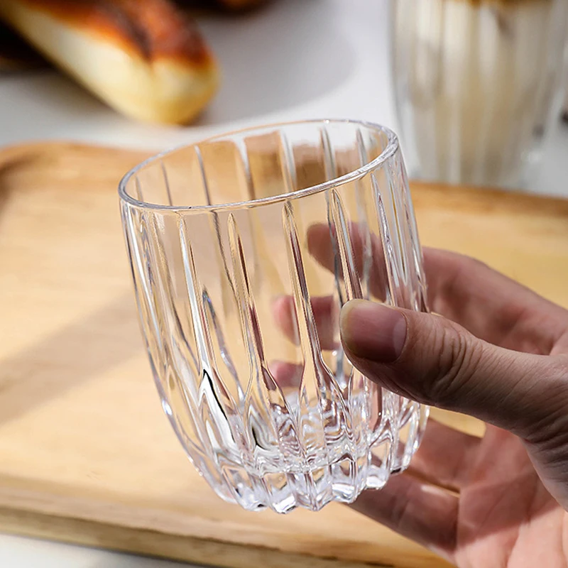 285 мл 2 шт. набор европейская стеклянная чашка в вертикальную полоску прозрачная