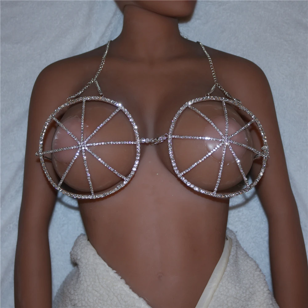 

Новинка роскошные украшения Стразы стерео нагрудная цепочка женская Пляжная Вечеринка сексуальный супер сверкающий кристалл слинг бюстга...