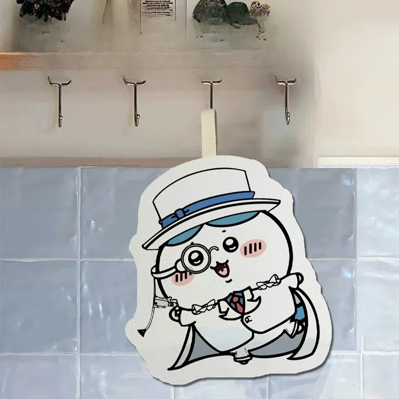 Фото Милое мультяшное полотенце для рук Chiikawa Hachiware Usagi Kawaii, утолщенное, изысканное, мягкое, для кухни, маленькое полотенце-салфетка №3