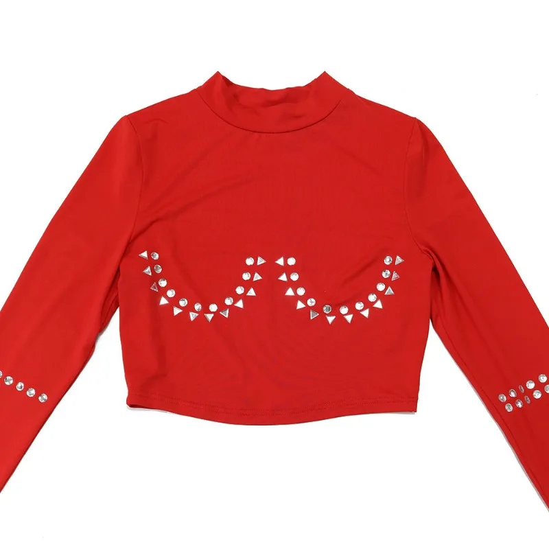 Женские комплекты KEXU короткий топ с длинным рукавом и О-образным вырезом +