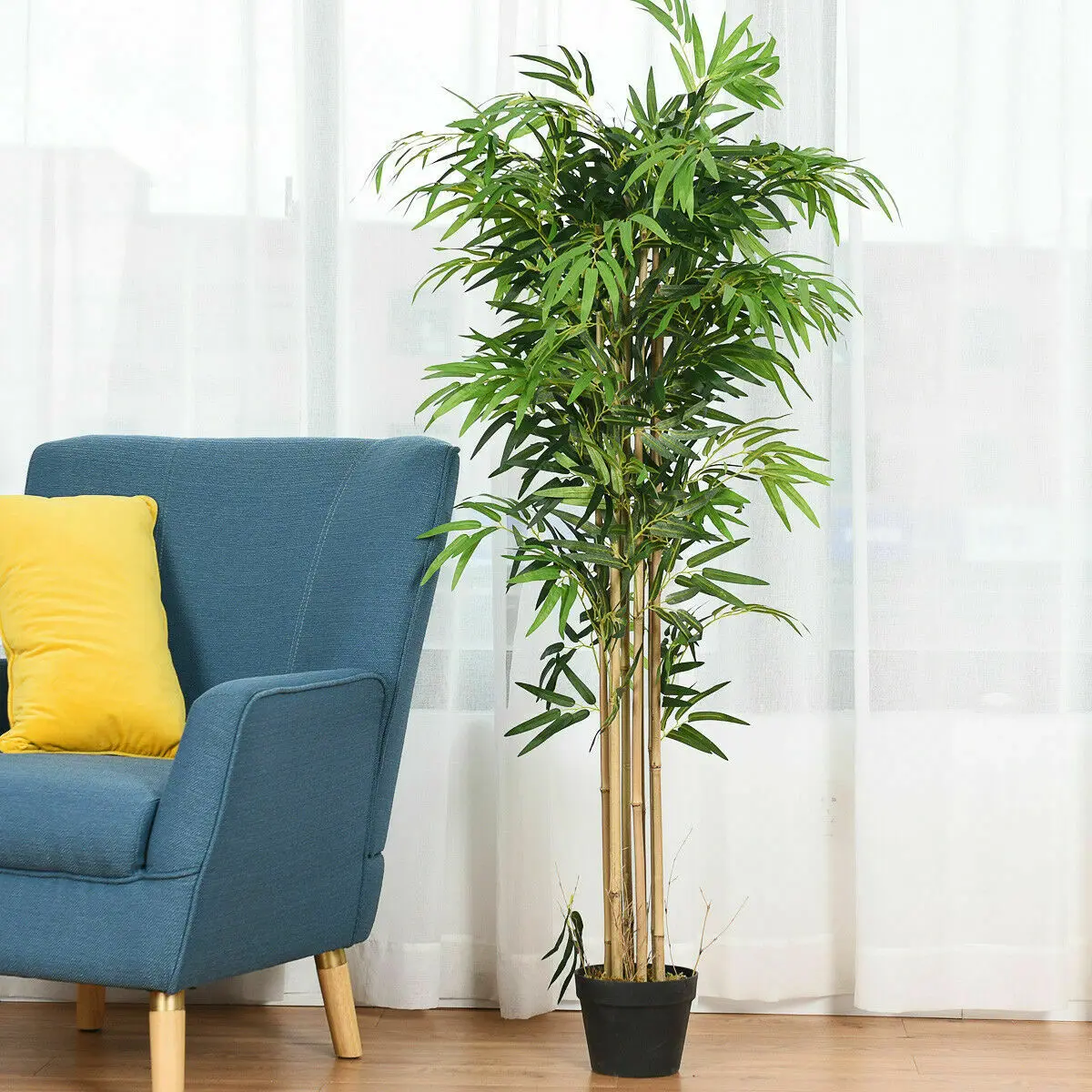 

5 футов домашние искусственные растения для украшения, бамбуковое шелковое дерево, листья эвкалипта, искусственное декоративное растение, искусственное растение