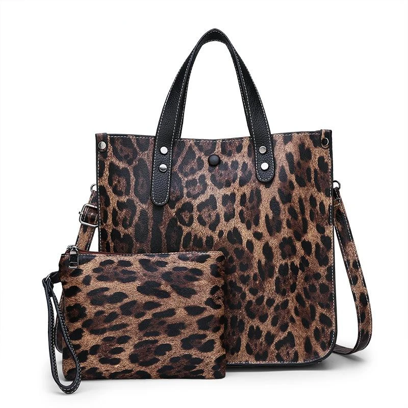 

Fashion Leather Handbags for Women Retro Leopard Zebra Animal Print Handbags Lady Large Capacity Tote Shoulder Shopping Bags