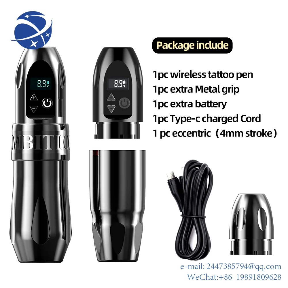 

Yun YiAmbition Boxster Professional Strong Coreless Motor Wireless Tattoo Pen Machine Kit with RCA Connector and Spare Grip