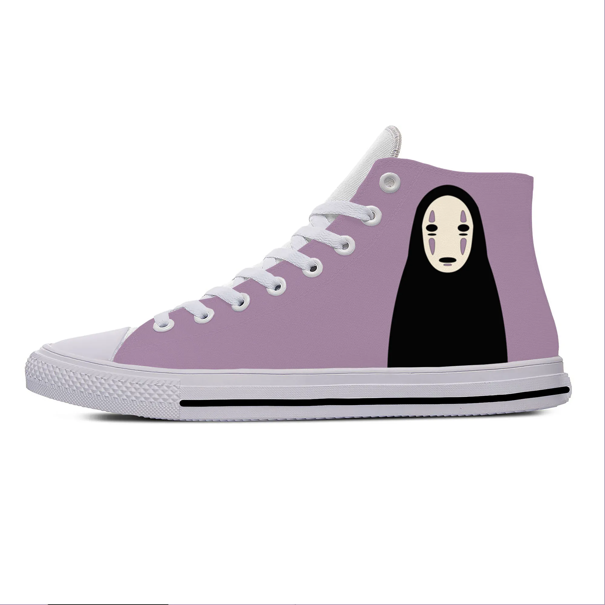 

Hot Japanese Anime Spirited Away No Face Kaonashi Casual Cloth Shoes High Top Lightweight Breathable 3D Print Men Women Sneakers