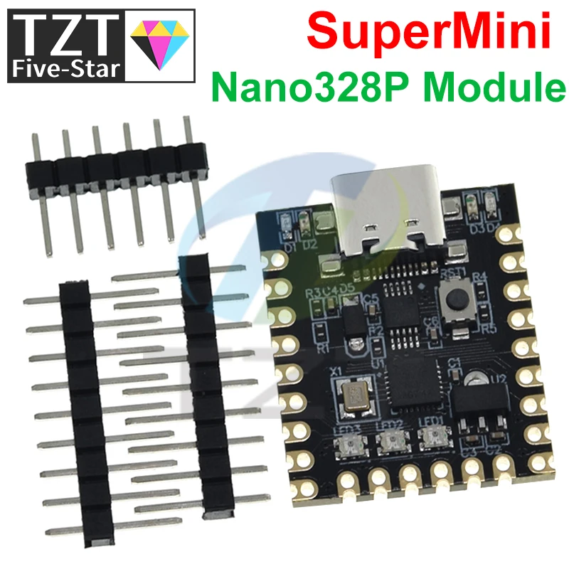 TZT NANO V3.0/Nano SuperMini Type-C макетная плата Atmega328p чип Ch340 последовательный порт для Arduino