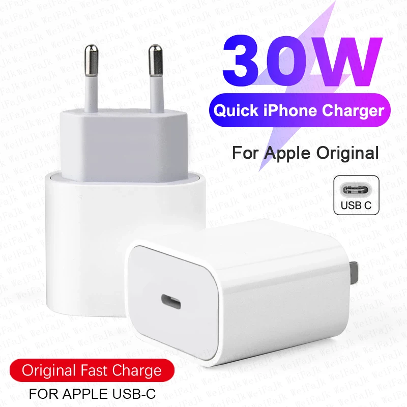 

For Apple Original PD 30W USB Type C Charger For iPhone 14 13 12 11 Pro Max SE Mini X XS XR 7 8 Plus AirPods iPad Fast Charging