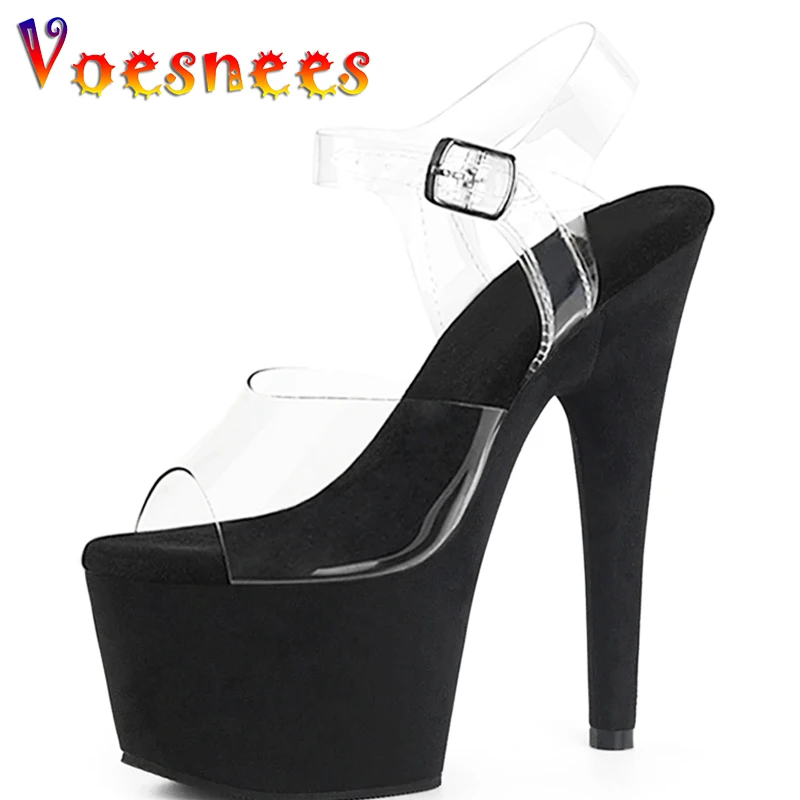 

Women Sexy Fish Toe Heels 17CM Super High Heels Nightclub Sandals Catwalk Pole Dancing Shoes Suede waterproof platform Sandals