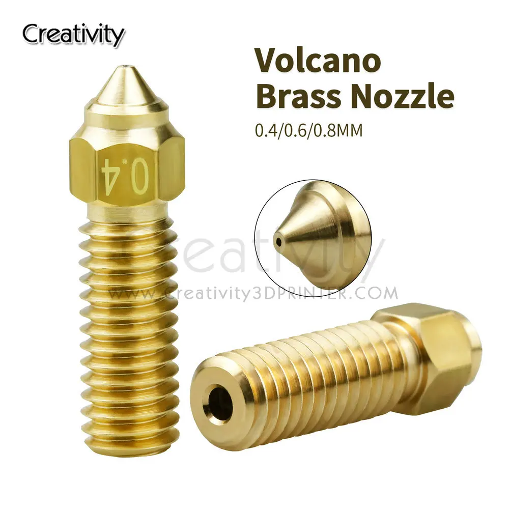 

3D Printer K1 Volcano Nozzles Brass M6 Thread 0.4/0.6/0.8MM Hotend Nozzle For 1.75mm Filament For K1/K1Max/ Vyper/ Sidewinder