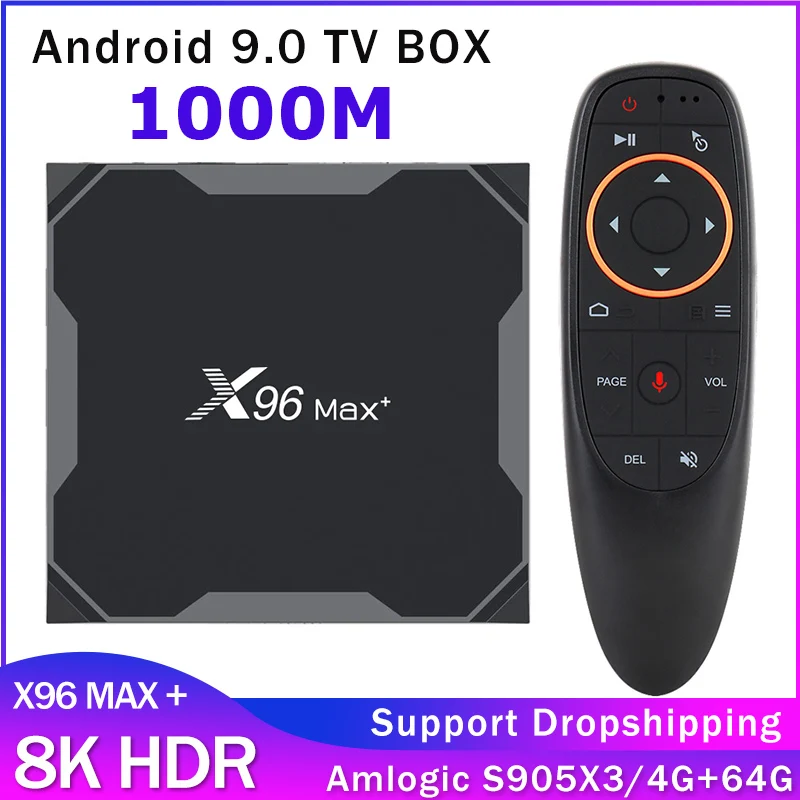 

ТВ-приставка X96 Max plus, 1000 м, Android 9,0, 4 + 32/64 ГБ, 8K, 2/16 ГБ
