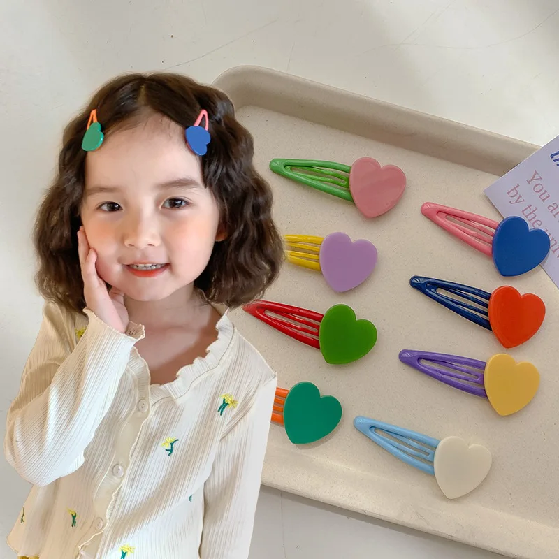 

13Pcs/set NEW Colorful Heart Dripping Oil BB Clips Fluorescent Color Snap Hairpin Acrylic Bowknot Barrettes Accessories for Girl