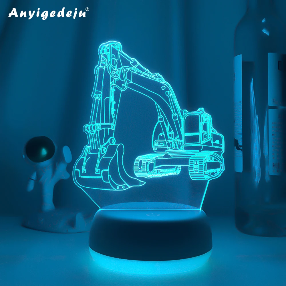 

New 7/16-color Excavator LED Table Lamp 3D Touch Illusion Night Light USB Shop Bar Bedroom Decor Gift Lights Cool Car 3d Lamps