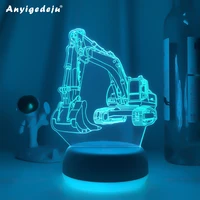 new 716 color excavator led table lamp 3d touch illusion night light usb shop bar bedroom decor gift lights cool car 3d lamps
