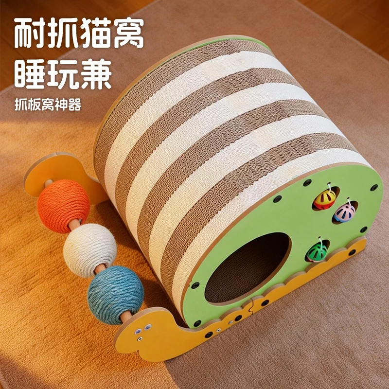 Фото Многофункциональная когтеточка-игрушка для кошек Snail Cat со сменными элементами, гофрированный мяч для снятия стресса №3