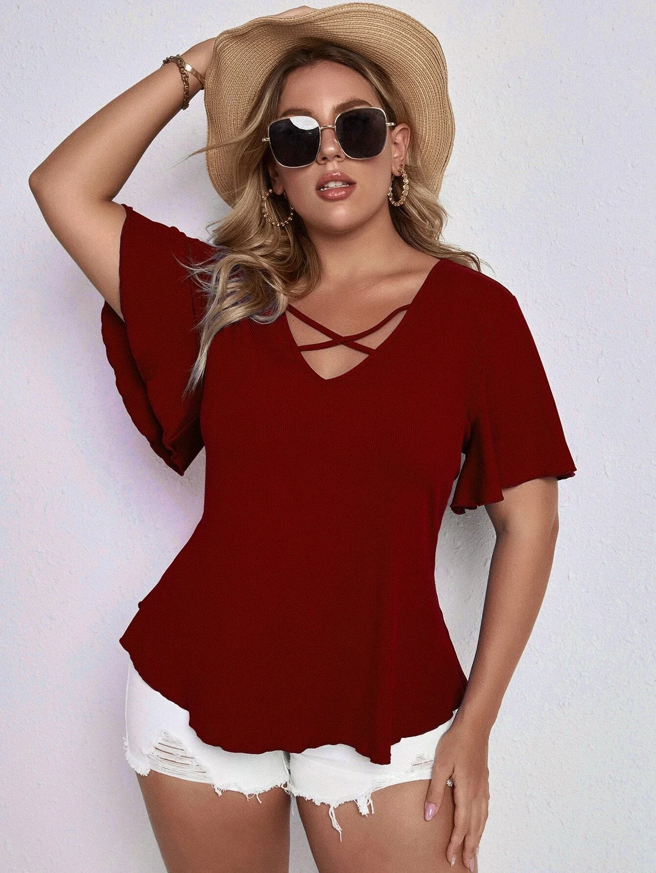 

Plus Solid Criss Cross Tee