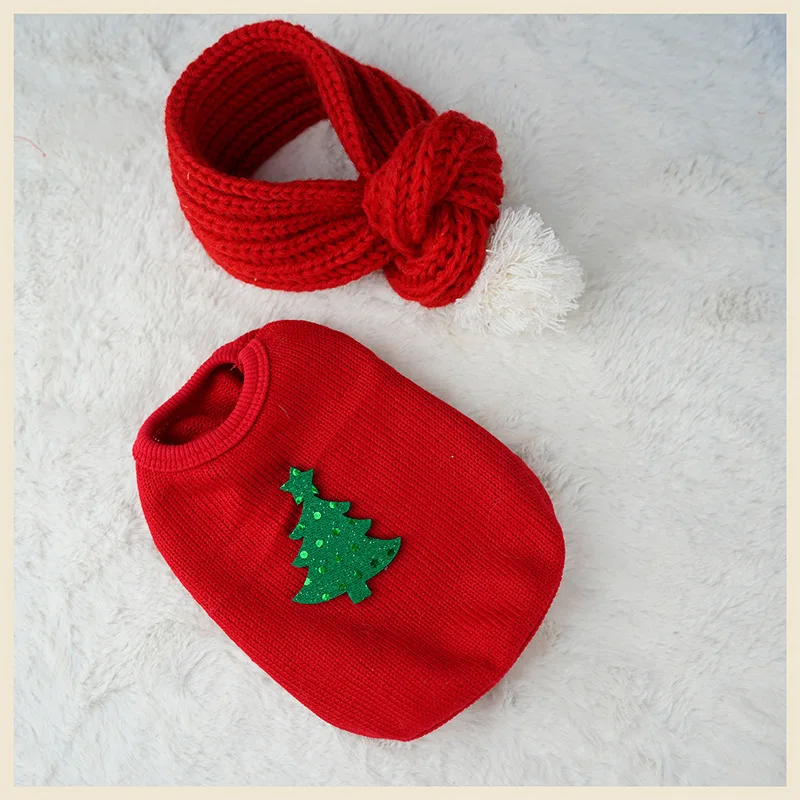 

Christmas Tree Sweater Vest Pet Dog Clothes Cotton Cartoon for Dogs Clothing Cat Small Cute Spring Autumn Red Boy Girl Chihuahua