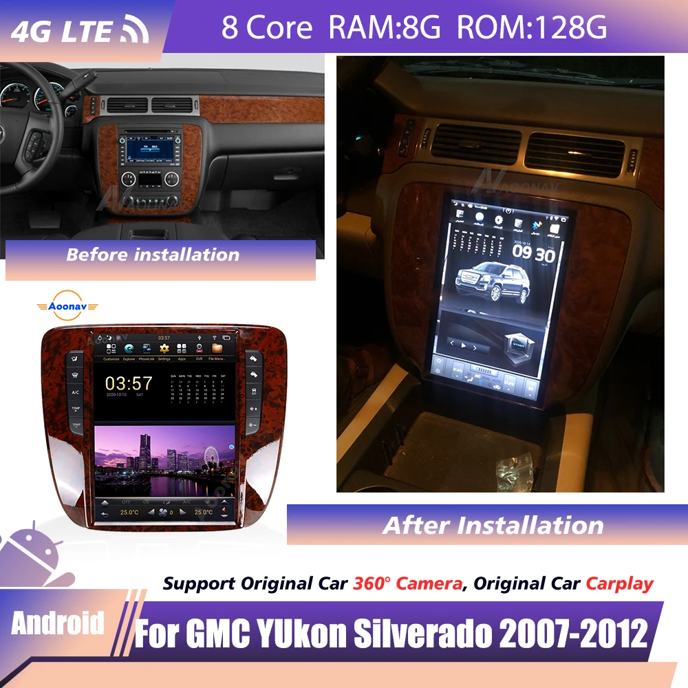 

Магнитола для GMC Yukon Chevrolet Tahoe/Silverado 2007 2008 2009 2010 2011 2012, автомобильная Вертикальная магнитола со звуком