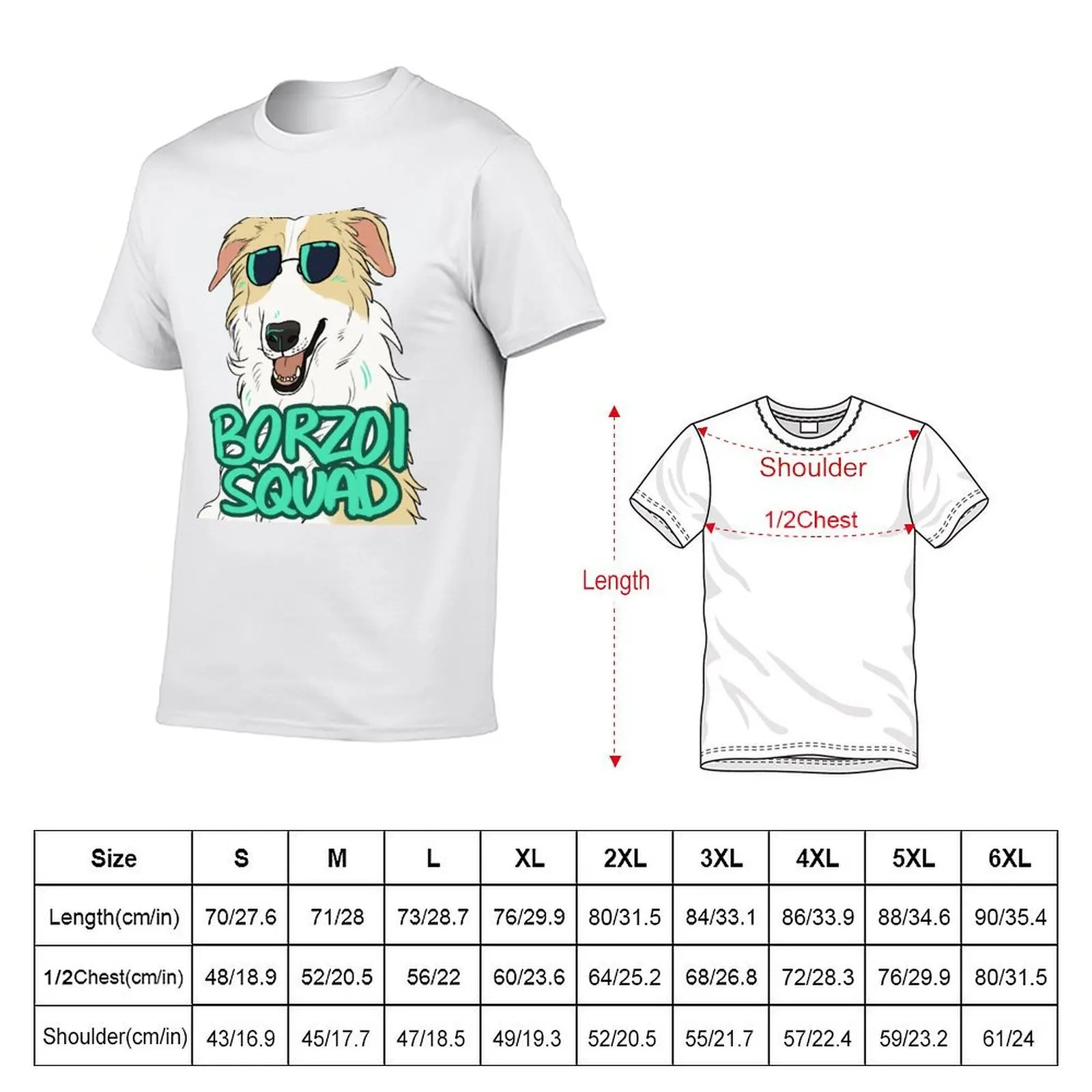 Футболка BORZOI SQUAD (БЕЛАЯ И СЕРЫЙ) из 100% хлопка, забавные футболки, мужская футболка из 100% хлопка (art.: 3920d4f104a2e) - 3920d4f104a2e