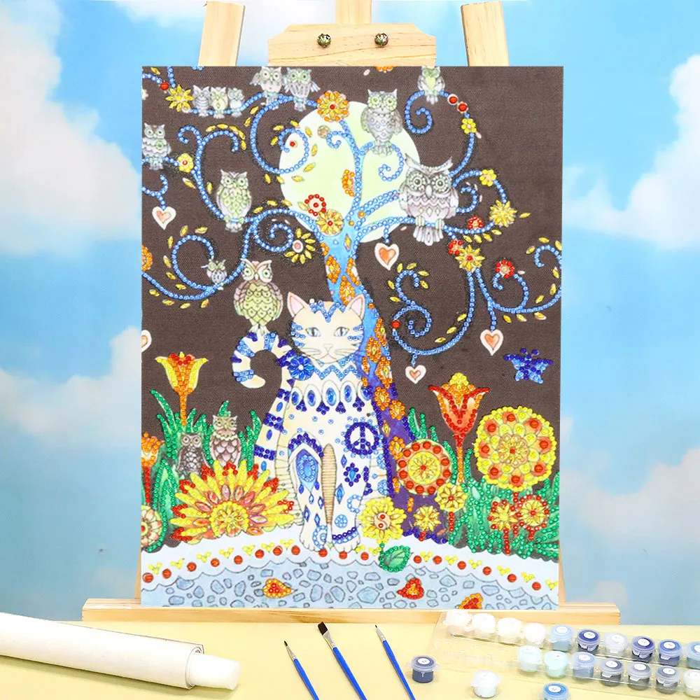 

Картина с животными, кошками, искусственная краска, s 50*70 доски по номерам, лофт, Настенная картина для рукоделия