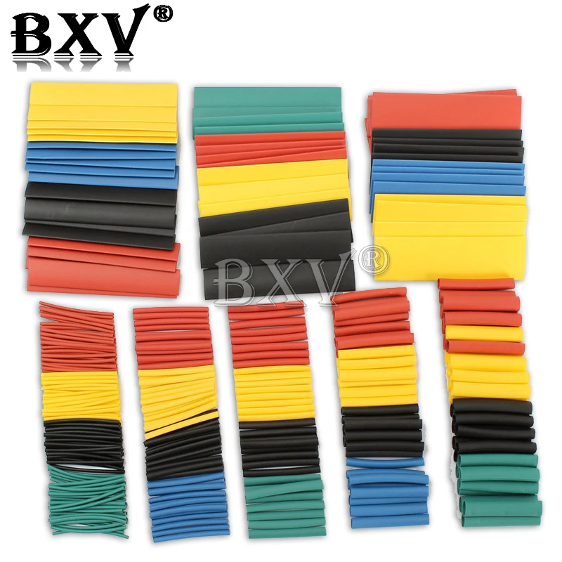 328PCS/LOT Size 5 Color Multicolor Polyolefin 2:1 Halogen Free Heat Shrink Tubing Combination Sleeve Packaging Tube Sample Pack - купить по