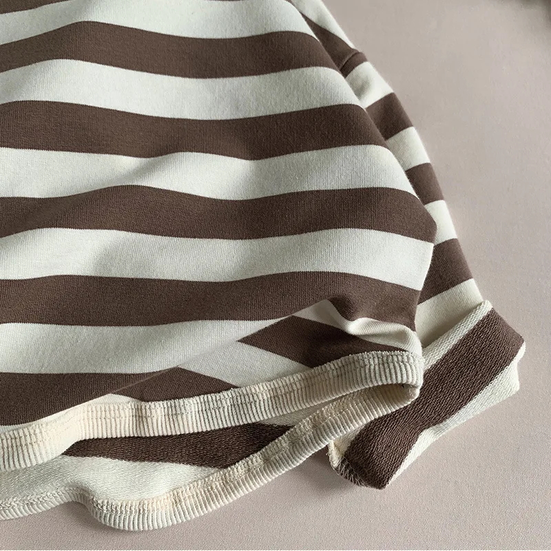 2022 Spring Autumn New Children Casual T Shirt Loose Kids Striped T Shirts Cotton Tee Boys Girls Long Sleeve Tops Baby Clothes
