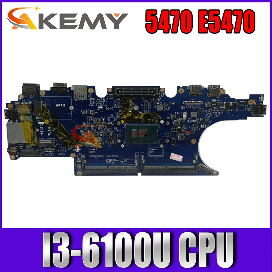 

For DELL Latitude 5470 E5470 Laptop Motherboard I3-6100U CPU LA-C631P CN-00VJ1C 00VJ1C 0VJ1C Tested 100% work