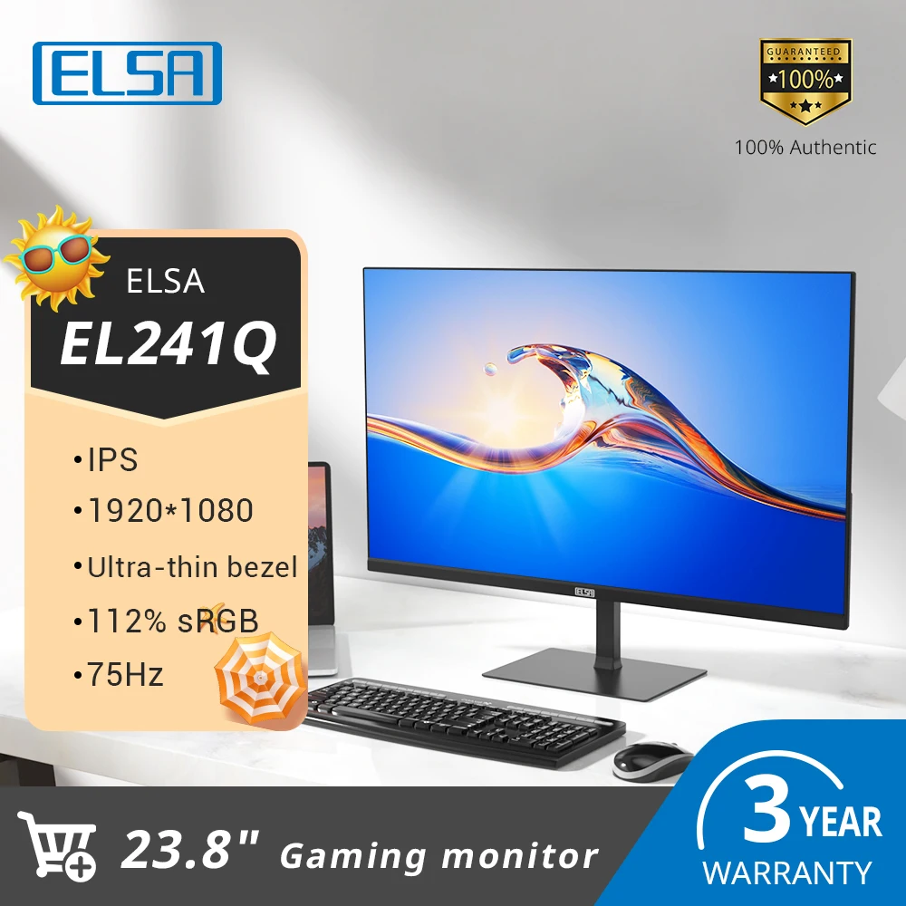 

ELSA 24 Inch Monitor 75Hz Display PC IPS FHD Desktop Gamer Computer Screen Flat Panel HDMI-compatible/VGA/1920*1080 CE RoHS