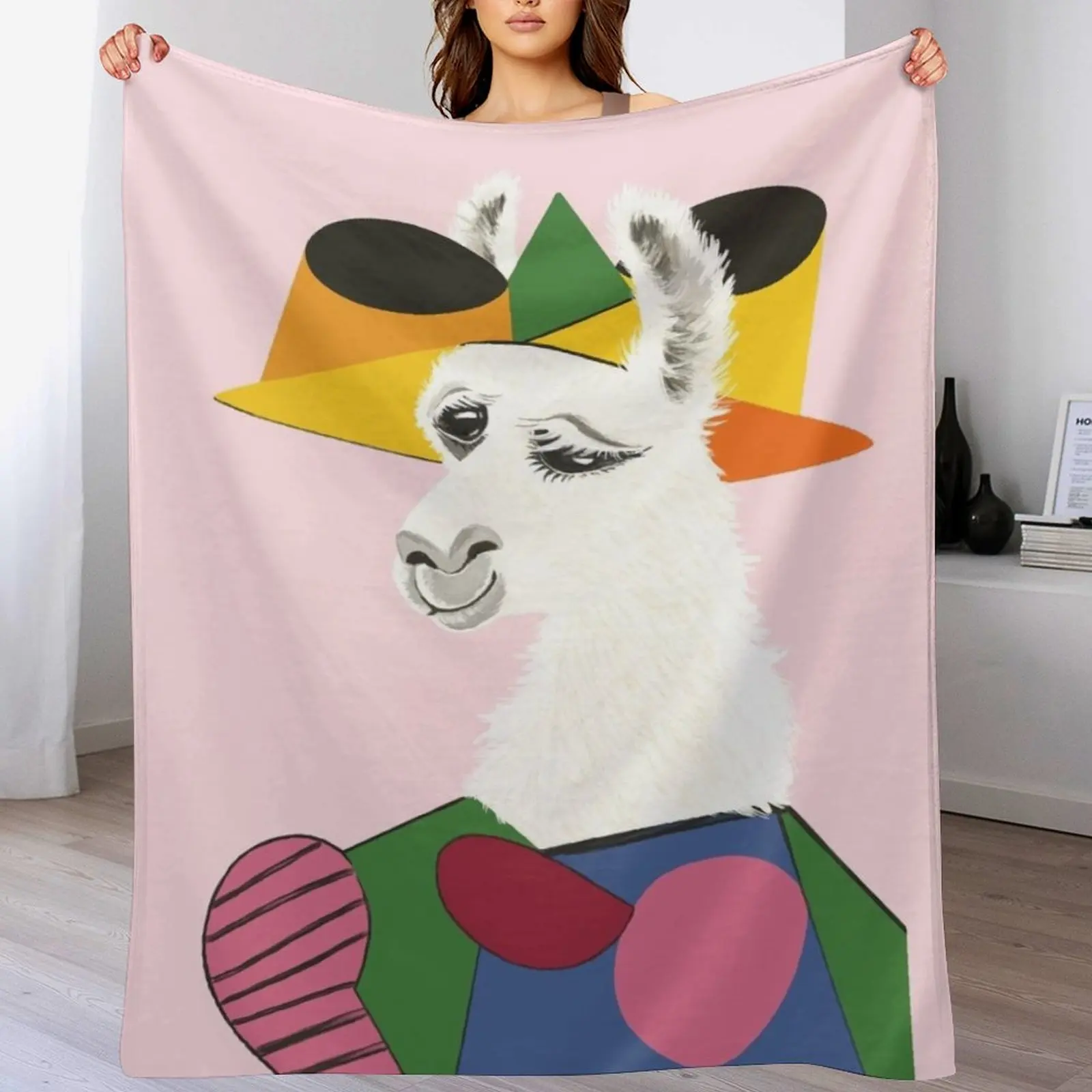 Одеяло с портретом ламы пушистые тонкие плюшевые пляжные одеяла