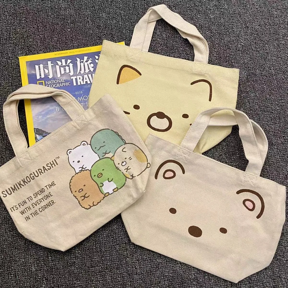 Sumikkogurashi детские маленькие холщовые сумки женские для обеда детей