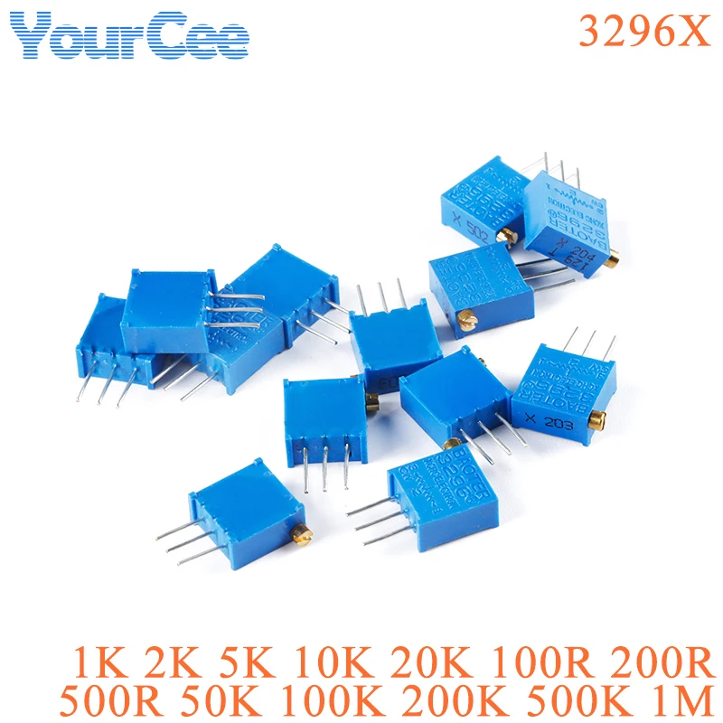 

Резистор для триммера 20шт 100R 200R 500R 1K 2K 5K 10K 20K 50K 100K 200K 500K 1M Ohm 3296 3296X резистор потенциометра