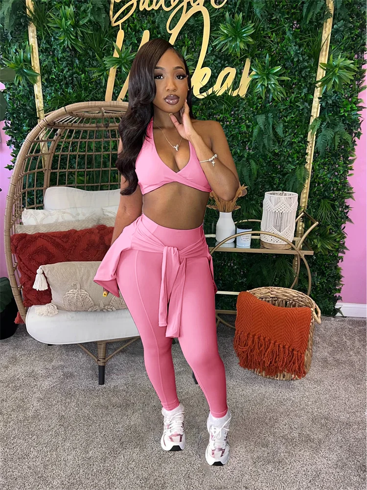 Костюм спортивный женский из трех предметов повседневный однотонный пикантный