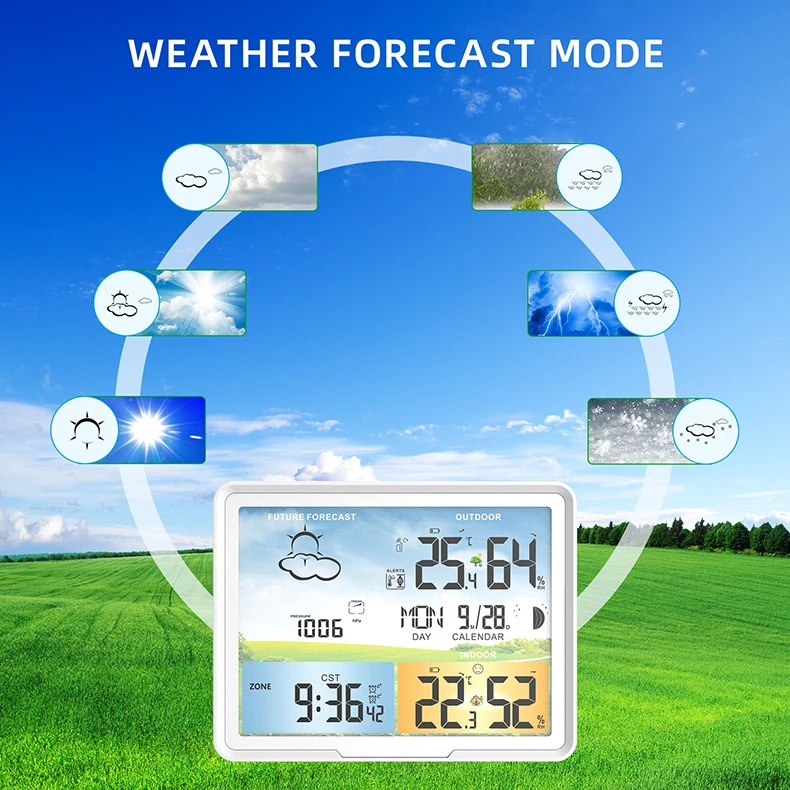 Метеостанция для дома и улицы цифровые прогнозные календари часы гигрометр