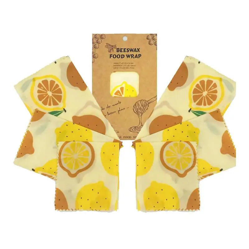 

Beeswax Food Wraps Reusable Food Wraps Set 3Pcs Watercolor Pattern Organic Sustainable Bread Sandwich Packing Bags