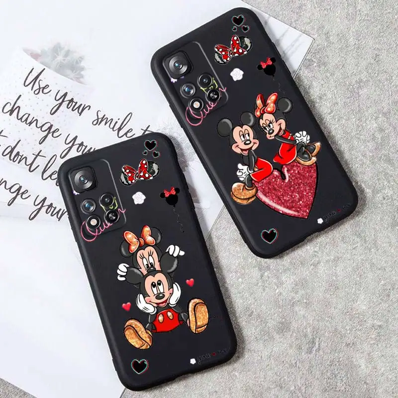 

Love Disney Mickey Minnie Phone Case For Xiaomi Redmi Note 12 11E 11S 11 11T 10 10S 9 9T 9S 8 Pro Plus 5G 7 Black Cover