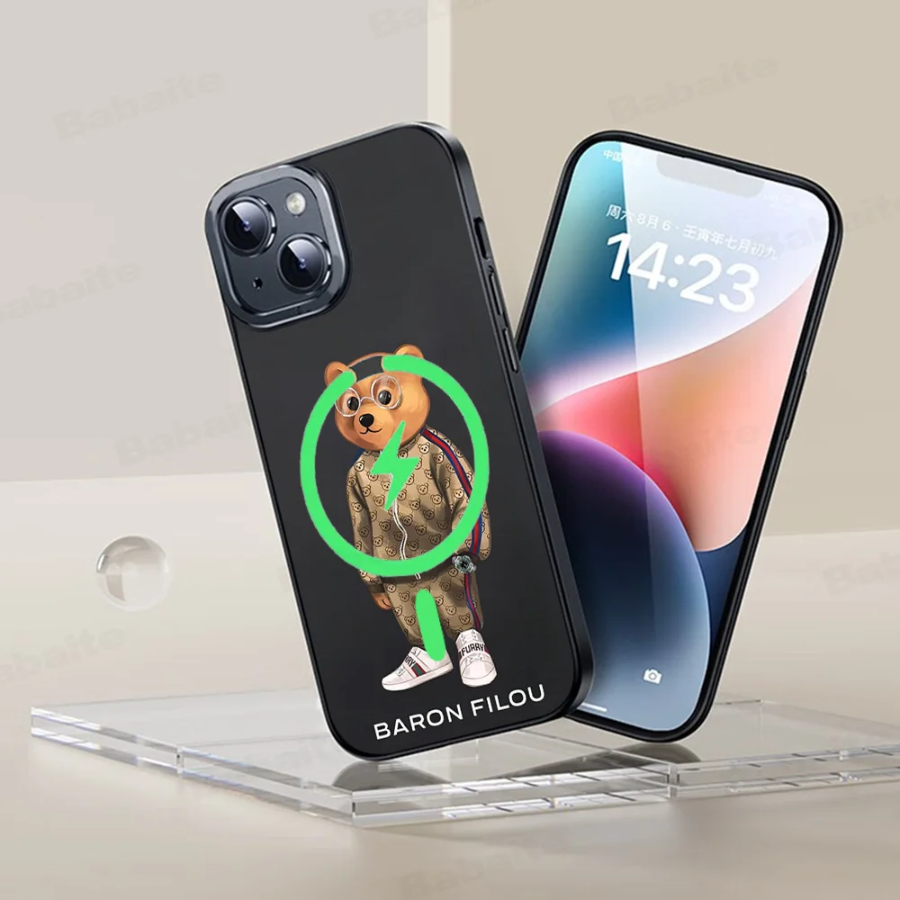 Модный чехол для телефона B-Baron F-Filou Bear Magesafe с магнитной беспроводной зарядкой iPhone
