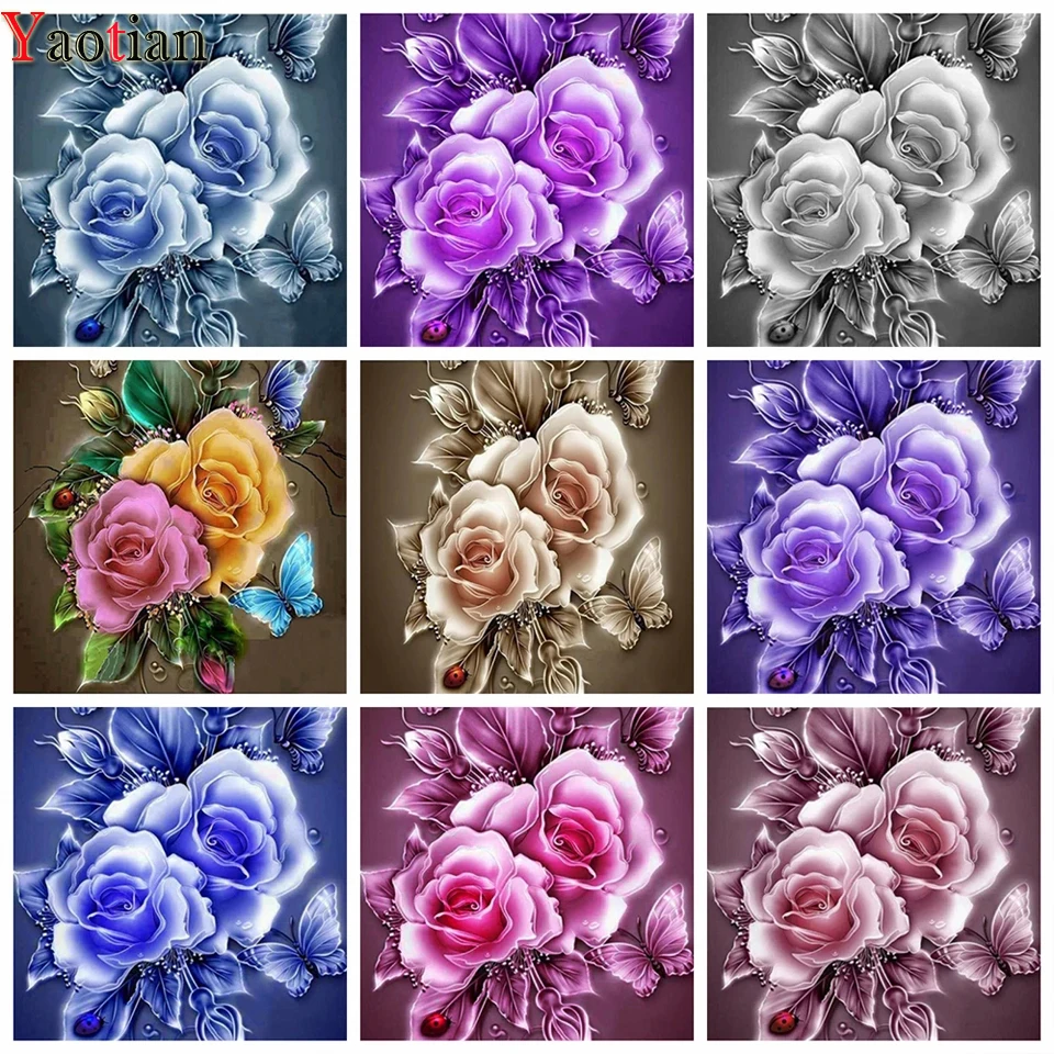 

Полная квадратная круглая Алмазная вышивка, роза, цветок 5D, алмазная живопись «сделай сам», вышивка крестиком, мозаика, картина стразы, пода...