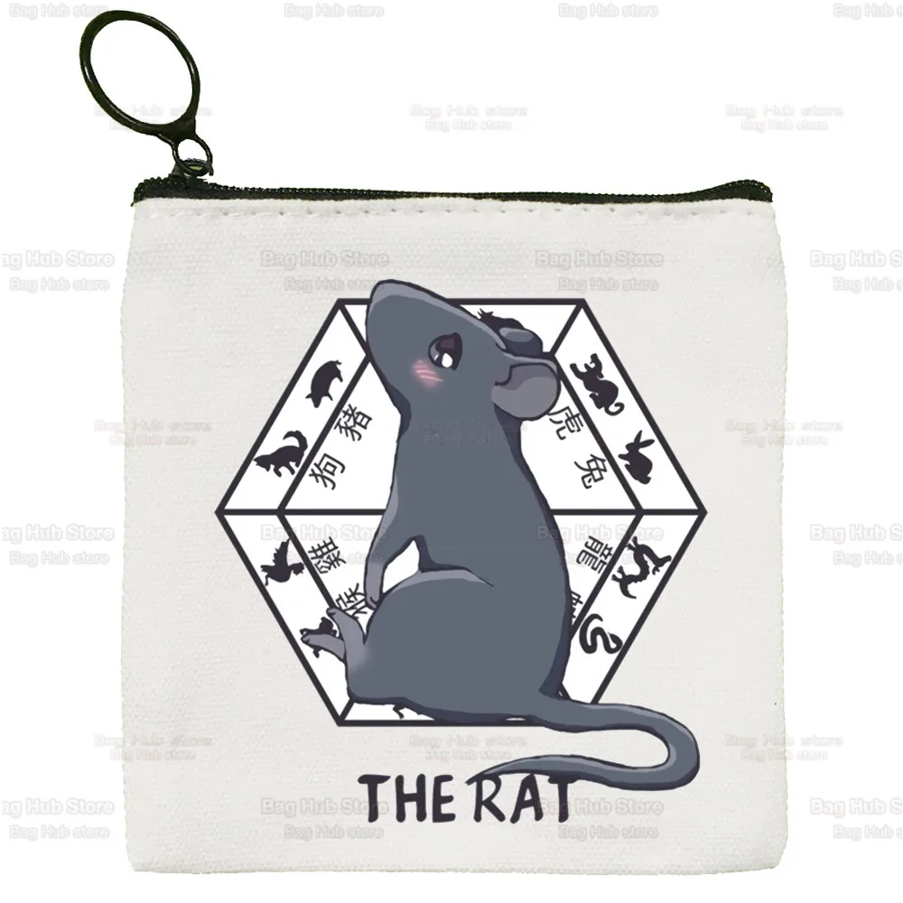 Japan Anime Fruits Basket Canvas Card Coin Purse Female Kyo Sohma Kawaii Cartoon Cute Simple Coin Mini Zipper Bag