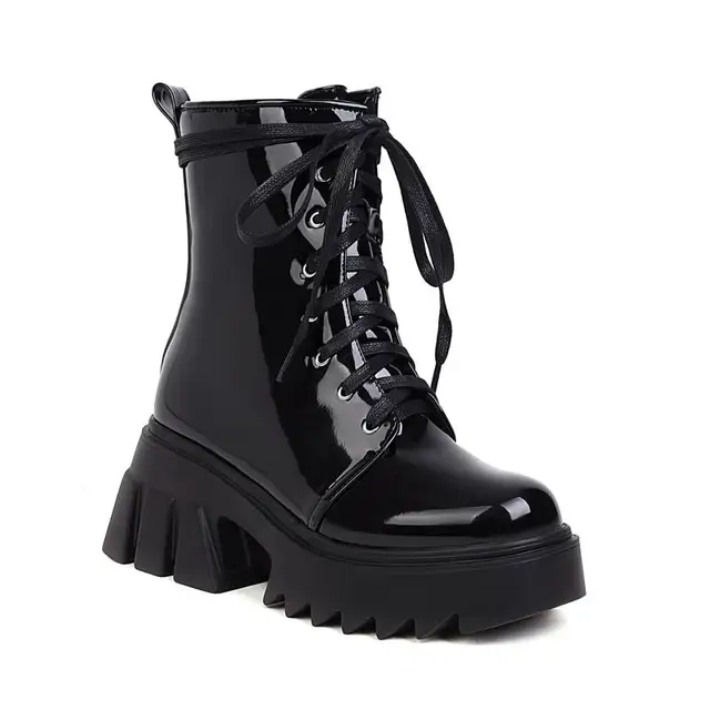 Women Platform Combat Ankle Boots 