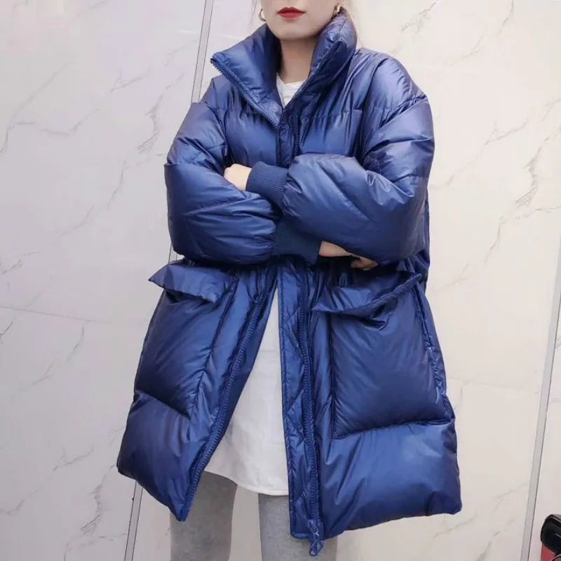 2022 New Ladies Casual Fashion Down Jacket White Duck Down Down Loose Waist Coat Winter Warm Jacket
