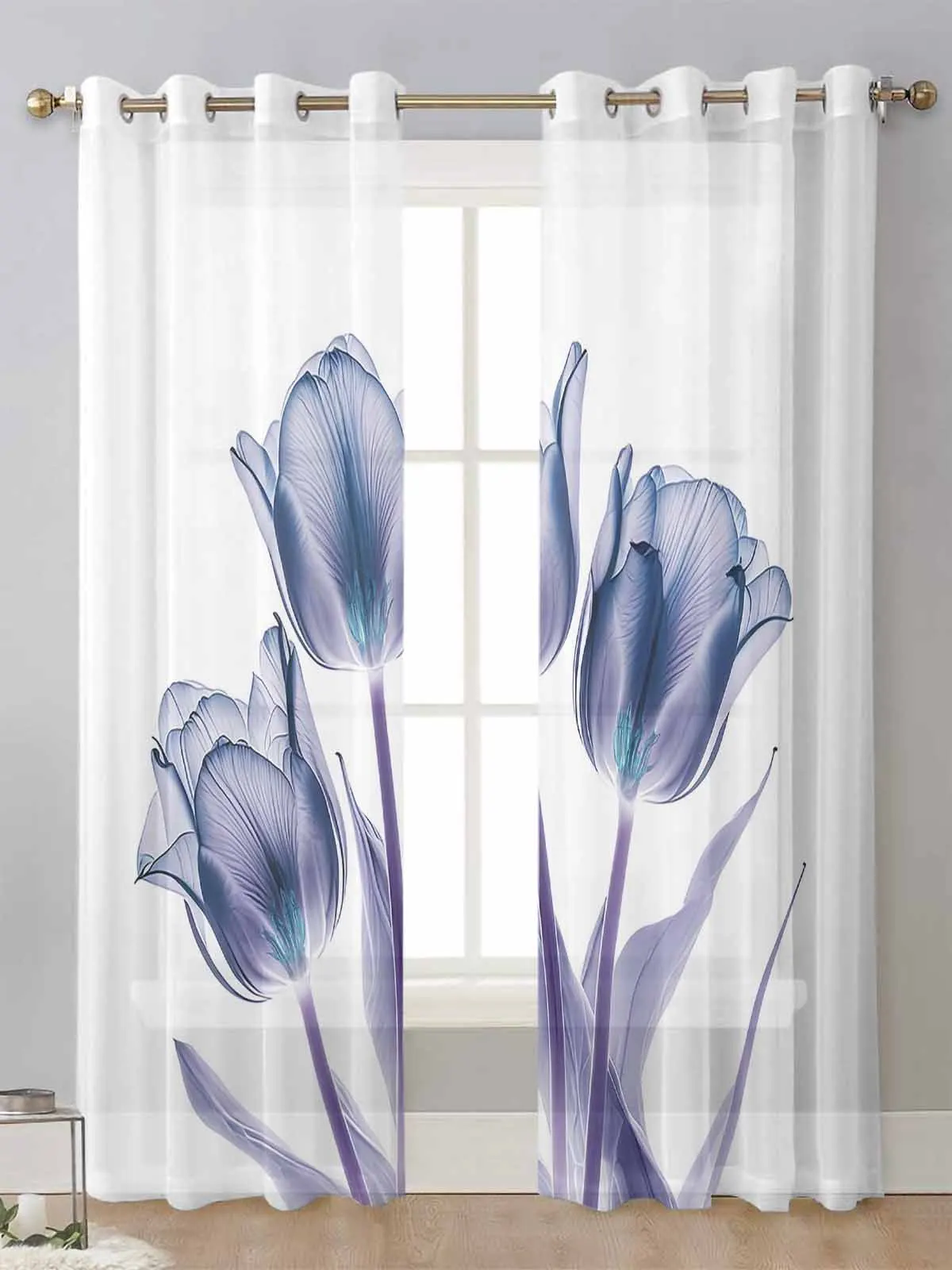 

Flower Tulip Transparent Abstract Sheer Curtains For Living Room Window Voile Tulle Curtain Cortinas Drapes Home Decor