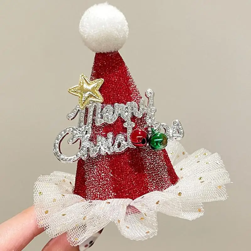 Up Christmas Cap With Lights Santa Claus Korean Hair Accessories Glow Children Clip Antler Headband Hat Hairpin