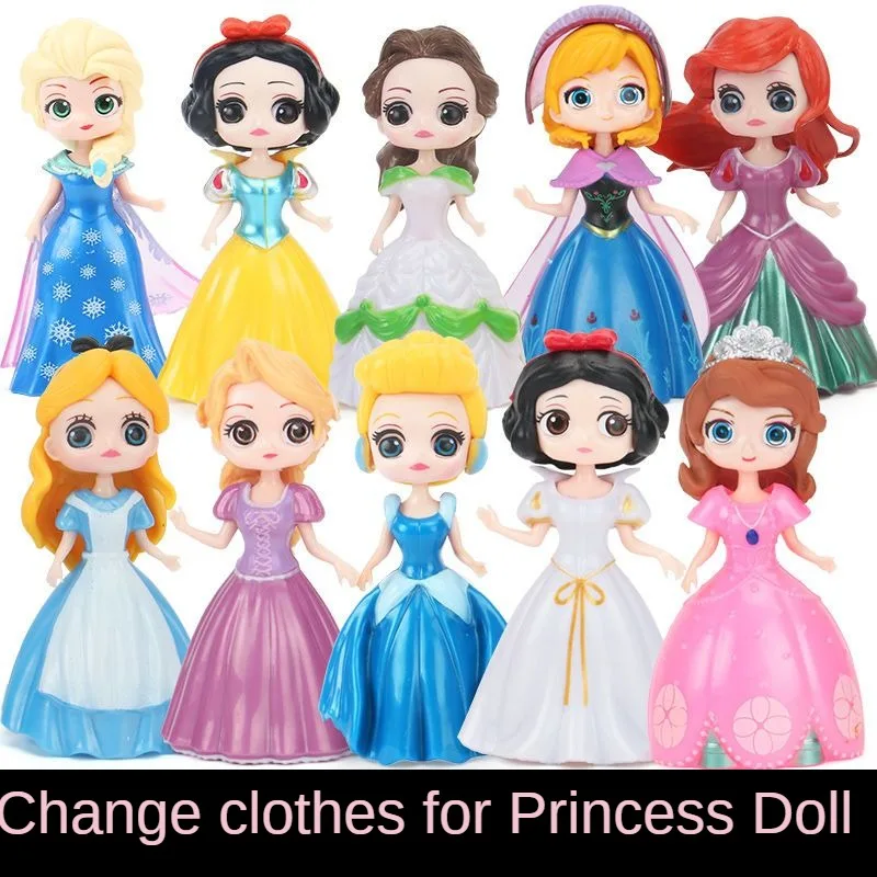 

24Pcs/set Disney Princess Dress Changeable Figure Toys Snow White Cinderella Alice Belle Mermaid Ariel Dolls Toys for Girls