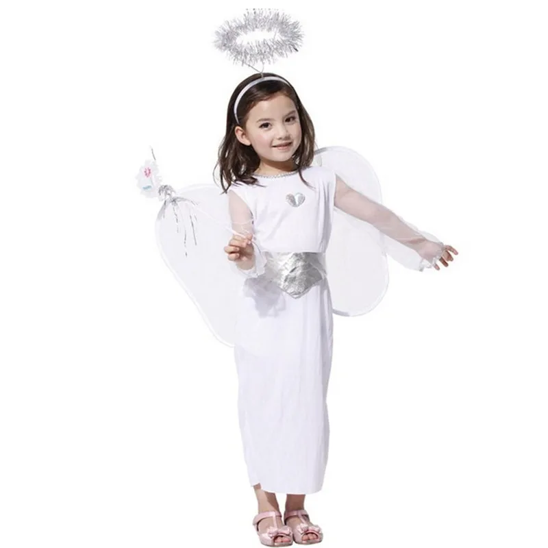 

White Girls Halloween Angel Costumes Kids Children Goddess Anime Cosplay Carnival Purim Parade Masquerade Role Play Party Dress
