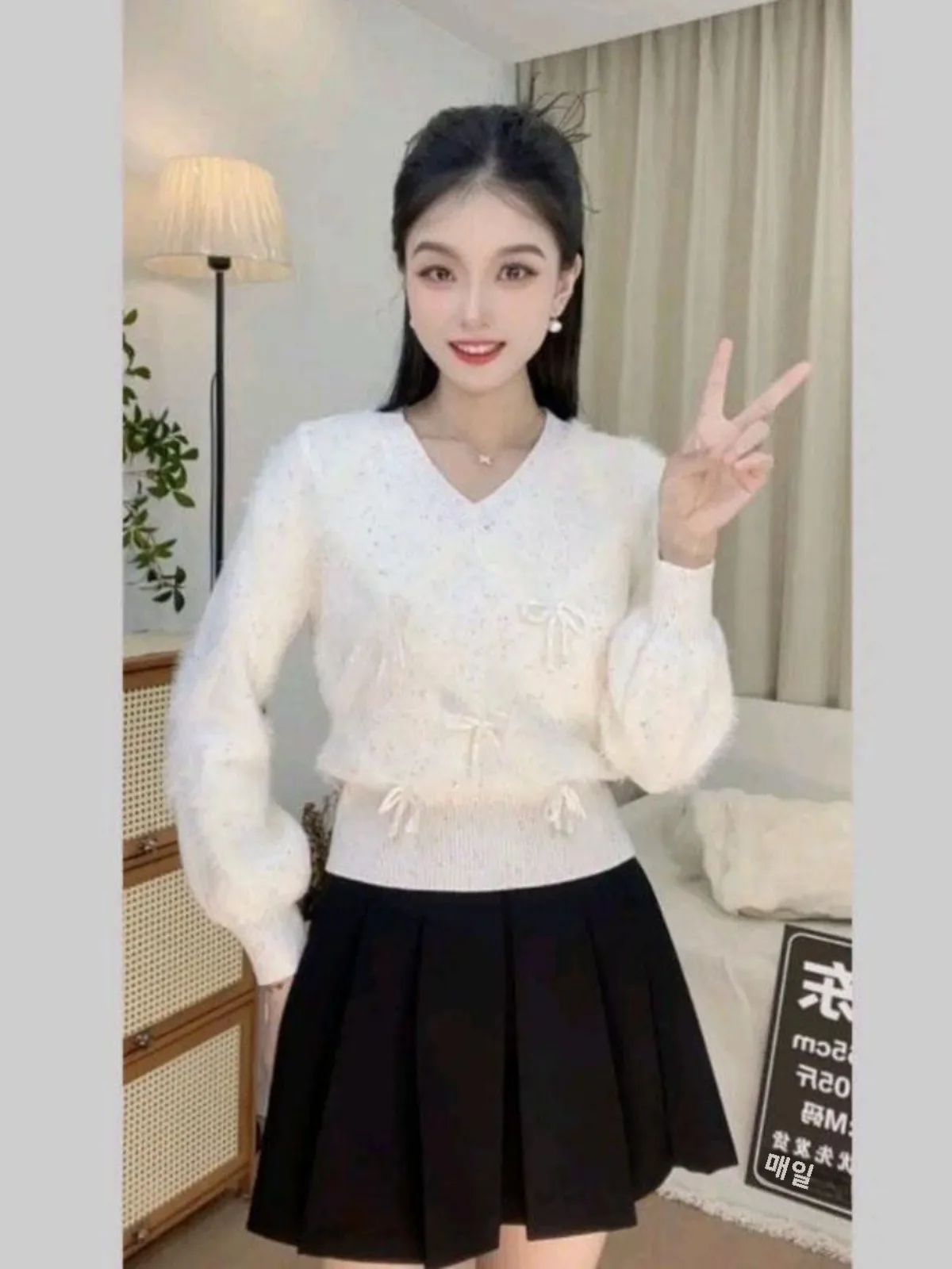 Корейский модный вязаный свитер с милым бантом женская одежда осенне-зимний