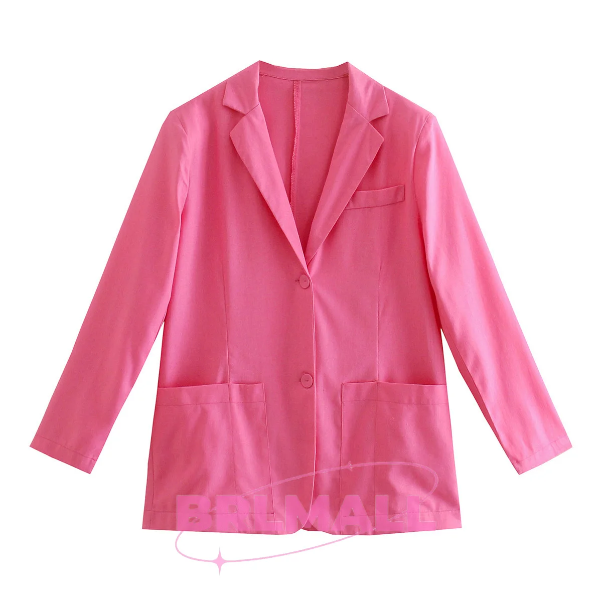 Chic Suit Coat For Women Over Size Notched Lapel One Single Button Suit Jacket Blazer Casual Outfit For Party Prom Dress Wear