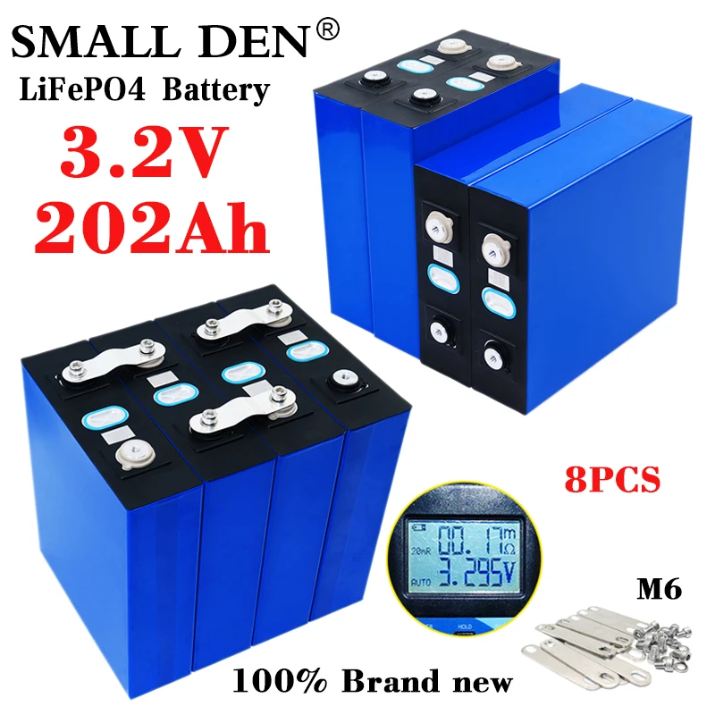 

8PCS NEW 3.2V 202Ah lifepo4 Battery 3.2V lithium iron phosphate cell DIY12V 24V Solar Energy Storage Electric car EU US Tax Free